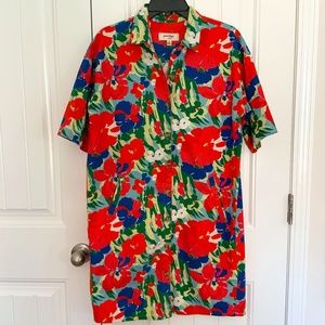 Anthropologie-Porridge, Floral, Cotton, Button-down, Short-sleeve, Shirt Dress